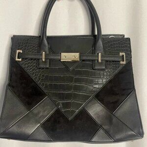 Nine West | XL black structured polyvinyl/faux leather snakeskin tote bag purse